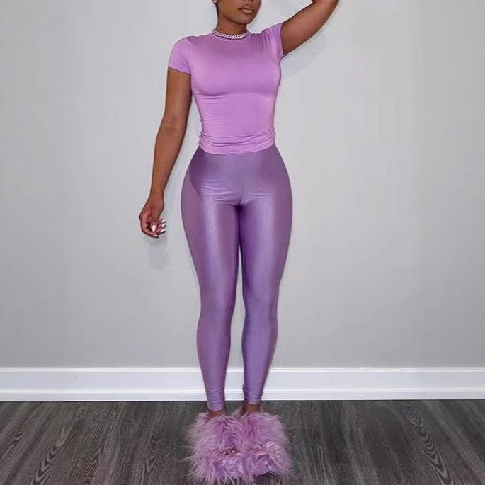 Dame Figursyet T-Shirt og Leggings Sæt Skovae