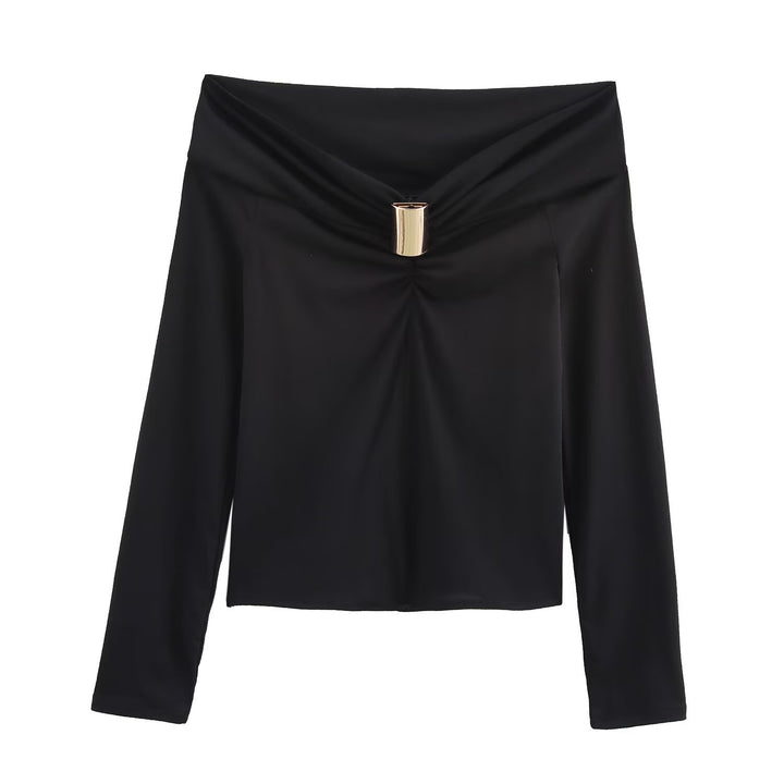 Dame Off-Shoulder Langærmet Top med draperet knopdetalje Stilla