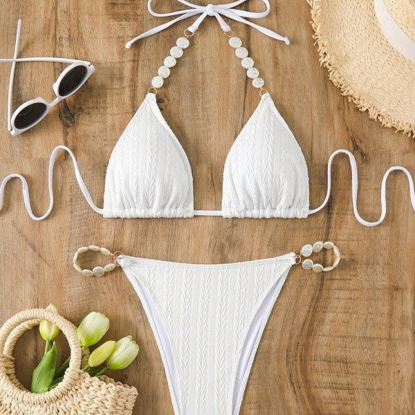 Femme Perlen Trekant Bikini Sæt Stilla