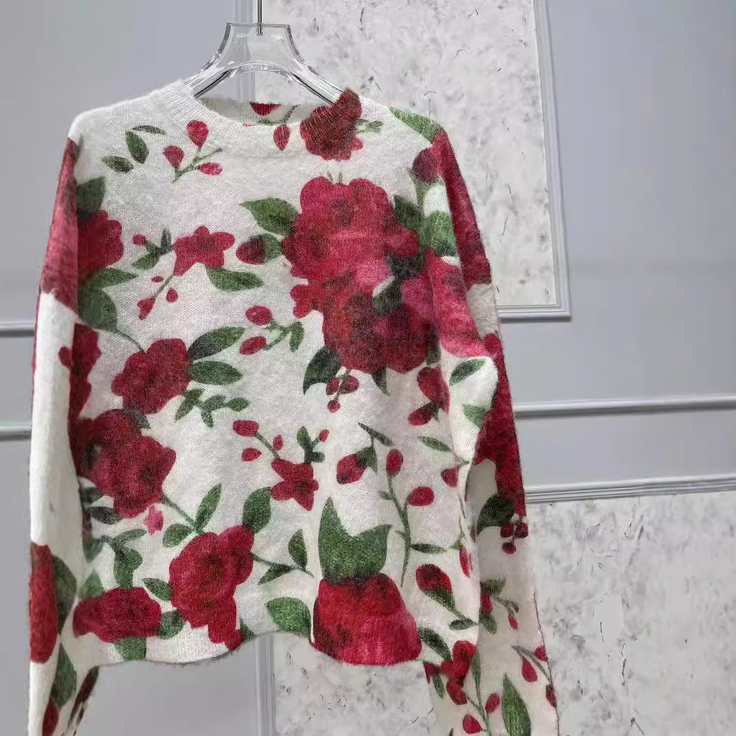 Dame Pullover med iøjnefaldende blomsterdesign og afslappet snit Stilla