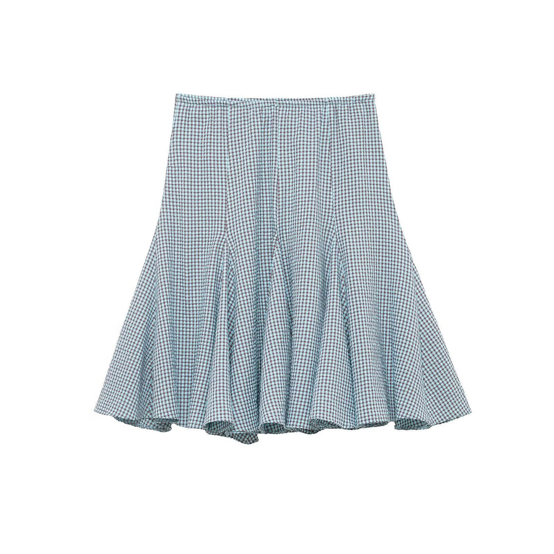 Dame skater Gingham-nederdel med plissering Skovae