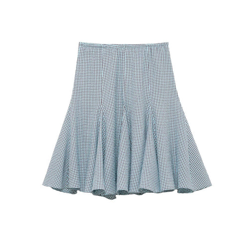 Dame skater Gingham-nederdel med plissering Skovae