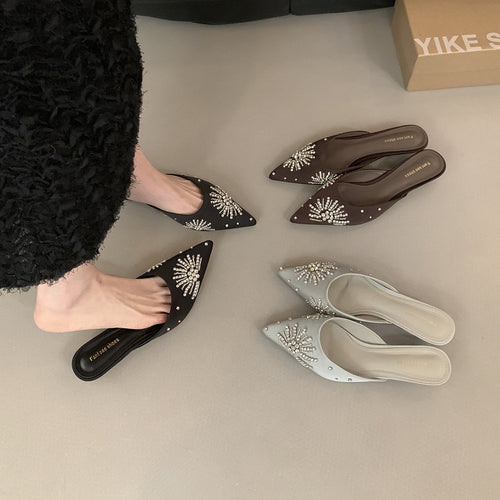 Dame Pyntede Spids Tå Slide Mules Stilla