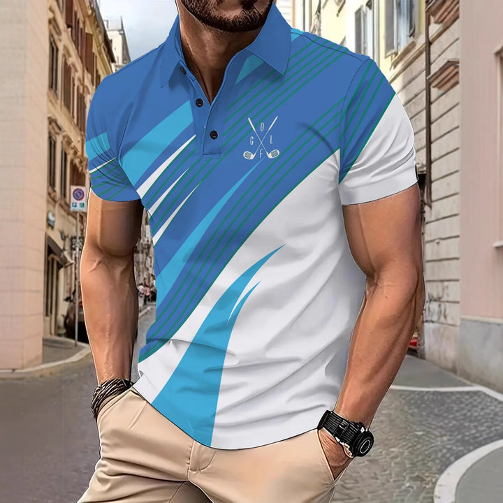 Herrer polo shirt med dynamisk stribedesign og åndbare egenskaber Stilla