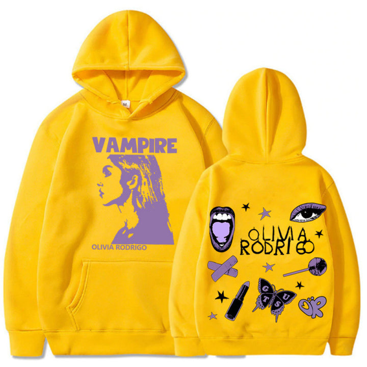 Kvinders hoodie med kunstnerisk vampyrtryk og oversized pasform Skovae