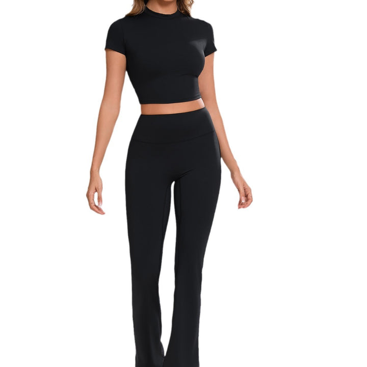 Dame Sports Crop-Top og figursyede Flared-Leggings-Sæt Stilla