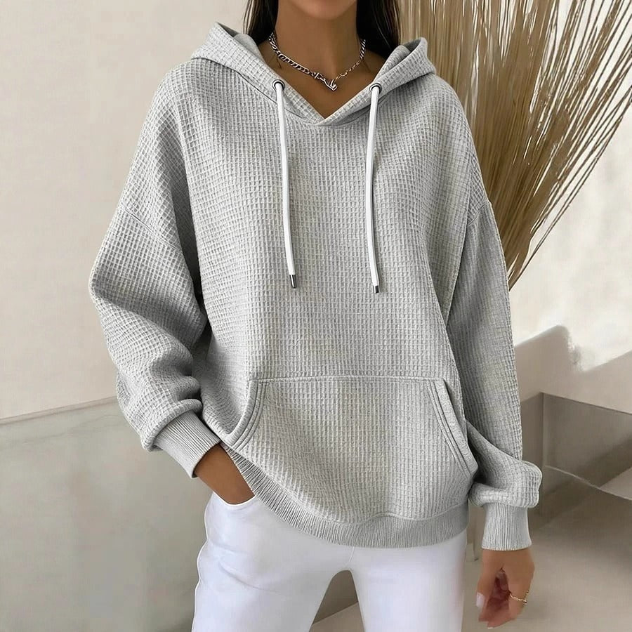 Dame casual hoodie med tekstureret stof Stilla