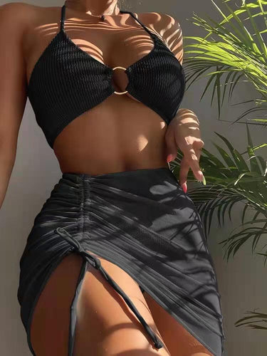 Dame bikini sæt med raffineret ringdetalje og justerbart skørt Stilla