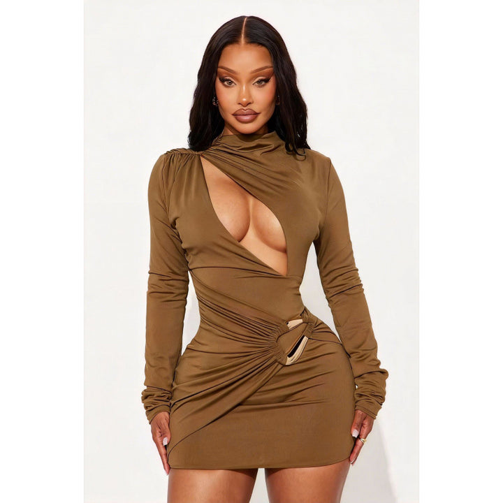 Damen Enganliegendes Minikleid mit raffiniertem Wickeldesign und tiefem Ausschnitt Skovae