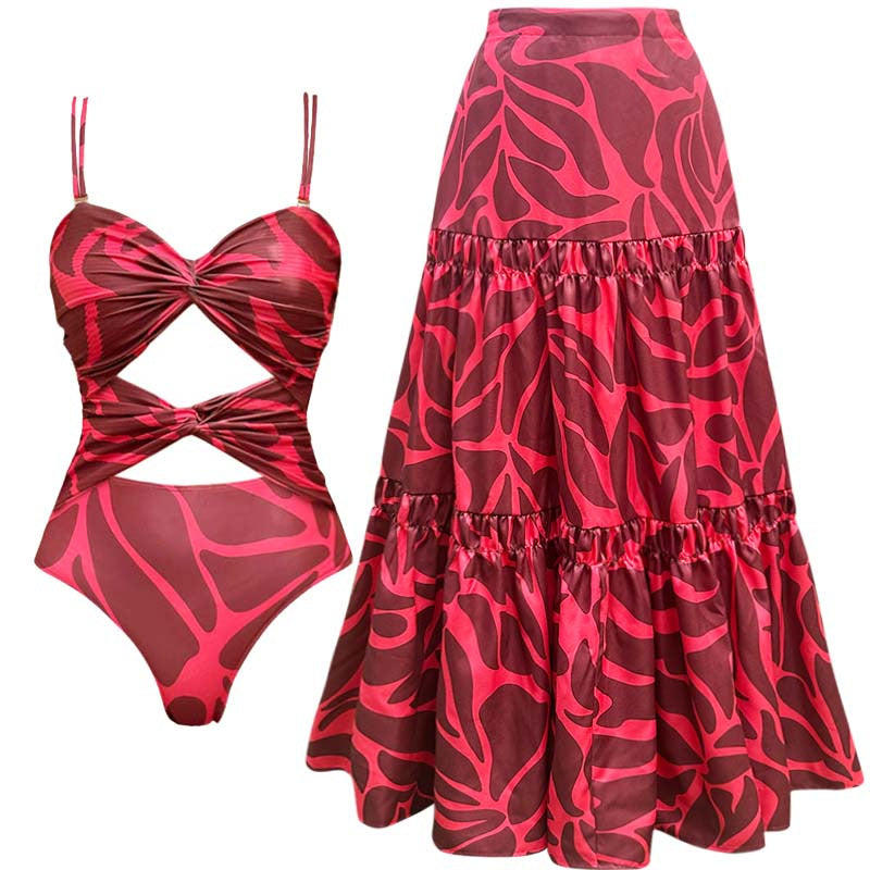 Dame one-piece badedragt med raffineret indpakningsdesign Skovae