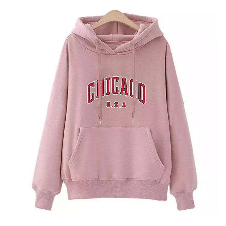 Dame hoodie med urban Chicago print Skovae