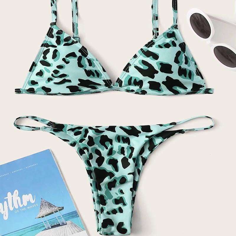 Dame triangel-bikini med spændende leopard-design Skovae