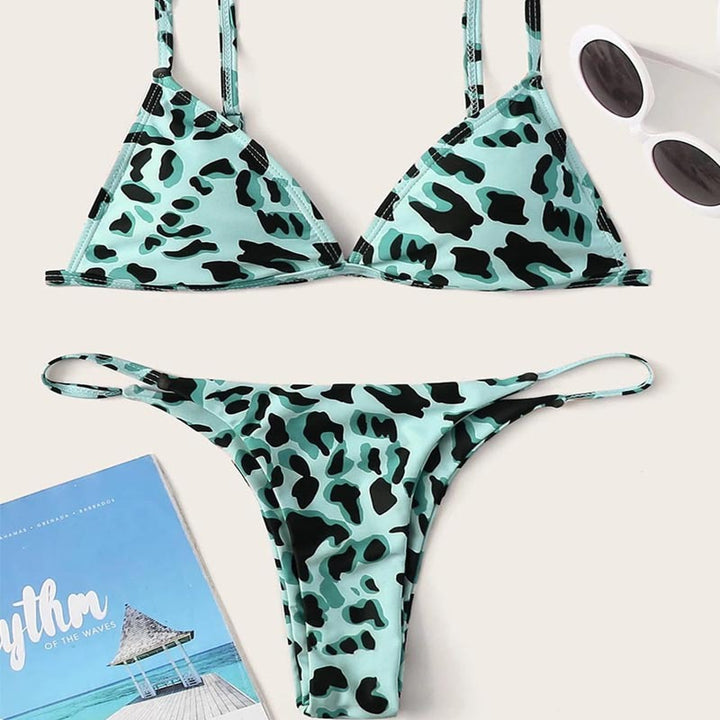Dame triangel-bikini med spændende leopard-design Skovae