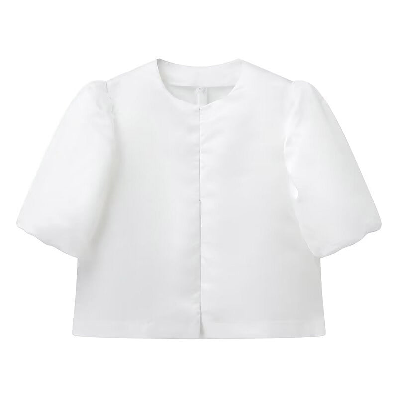 Dame elegant Maxi-kjole med voluminøse pufærmer og figursyet snit Stilla