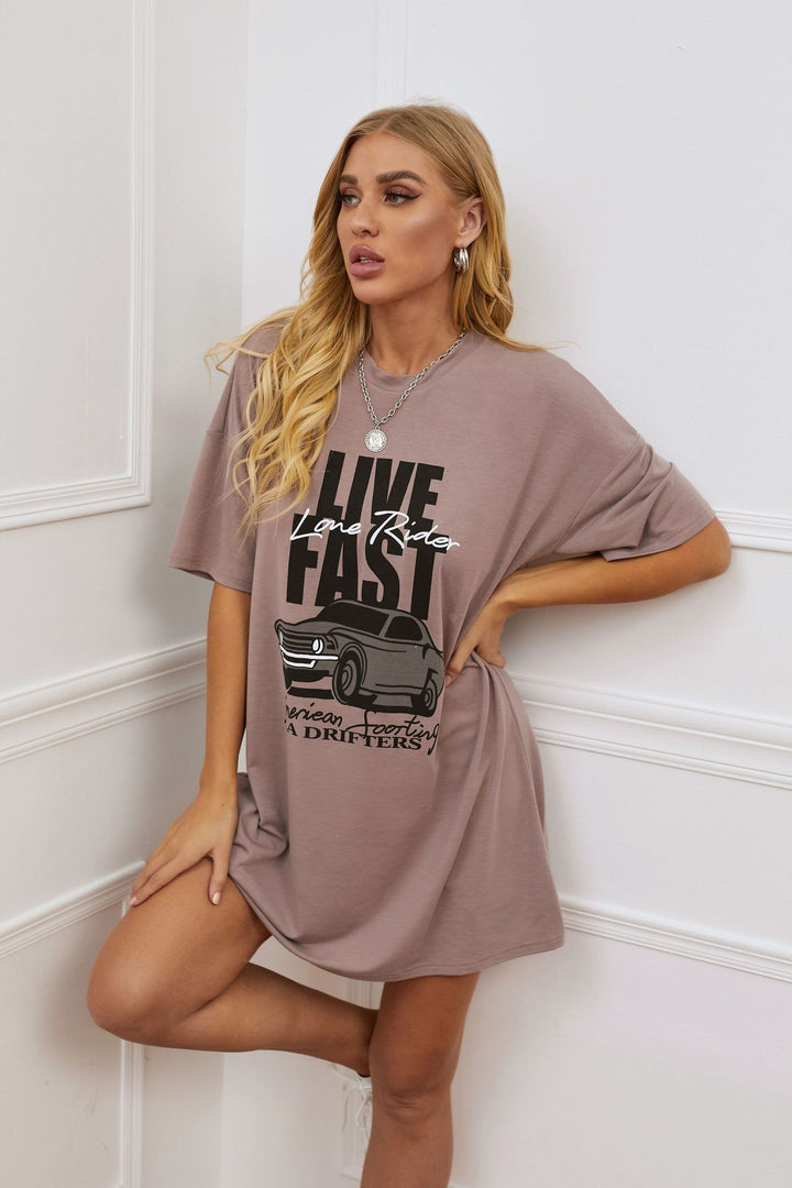 Dame Oversized T-Shirt med iøjnefaldende print og afslappet snit Stilla