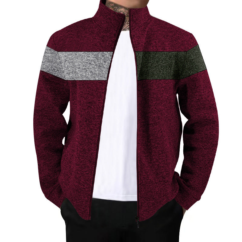 Herren sporty Zip-jakke med moderne farvekontakter og høj krave Stilla