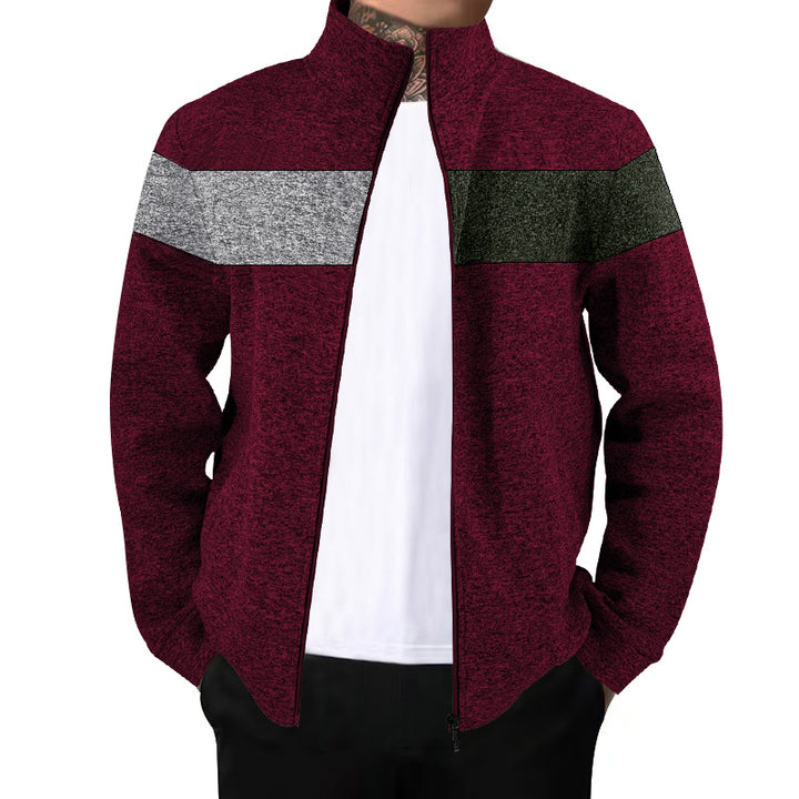 Herren sporty Zip-jakke med moderne farvekontakter og høj krave Stilla