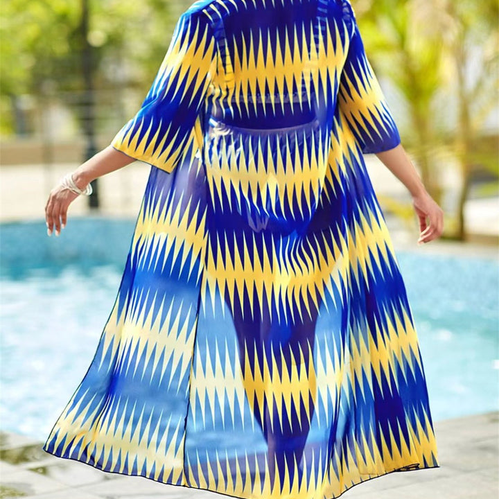 Dame badedragt og strand cover-up sæt med moderne geometrisk mønster Stilla