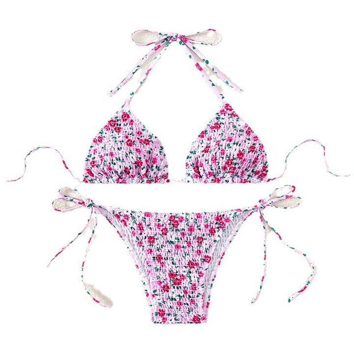 Dame Floral Push-Up-Bikini-Sæt med legende bindebånd Skovae
