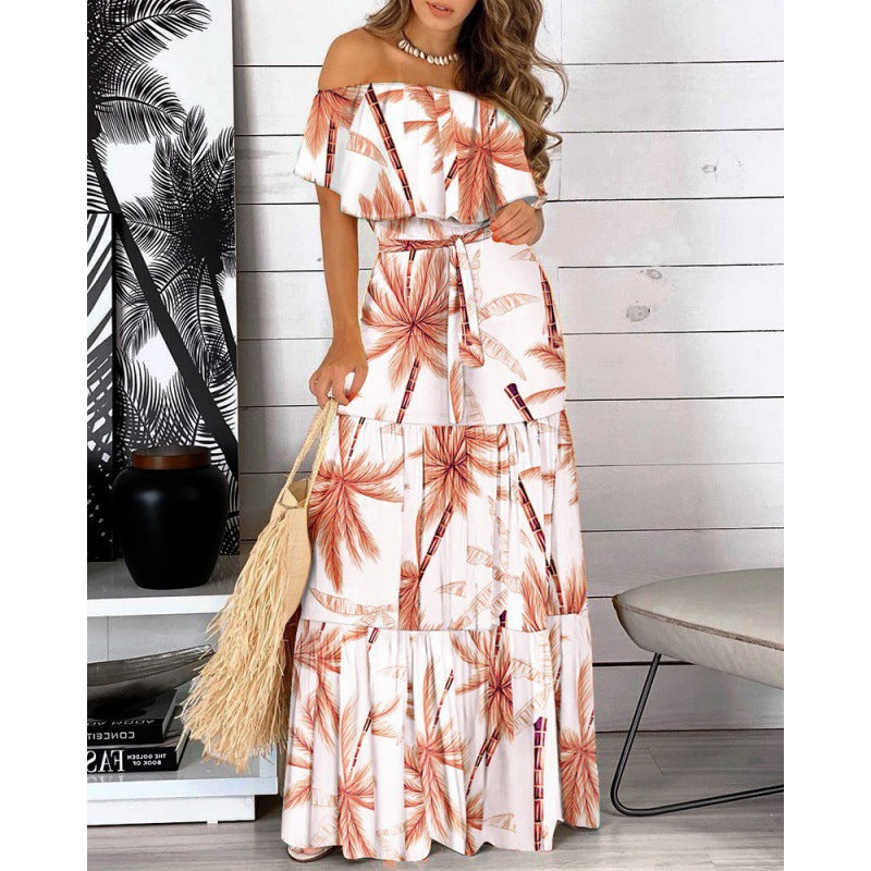 Dame Off-Shoulder Maxikjole med udskåret kant Stilla