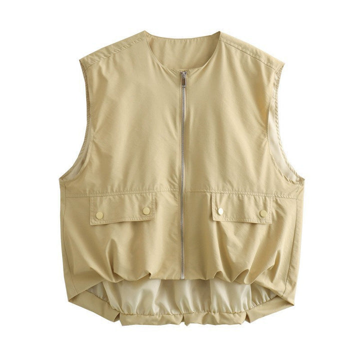 Dame utility vest med sidelommer og elastisk talje Stilla