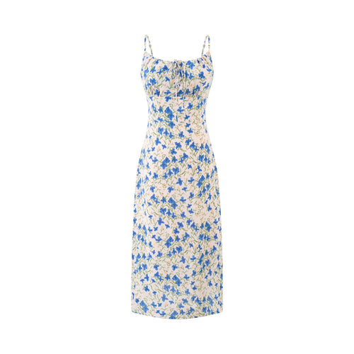 Dame Maxikjole med blomstret design og justerbare stropper Stilla