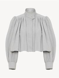 Damer Cropped Bluse med ballonformede ærmer og højhalset krave Stilla