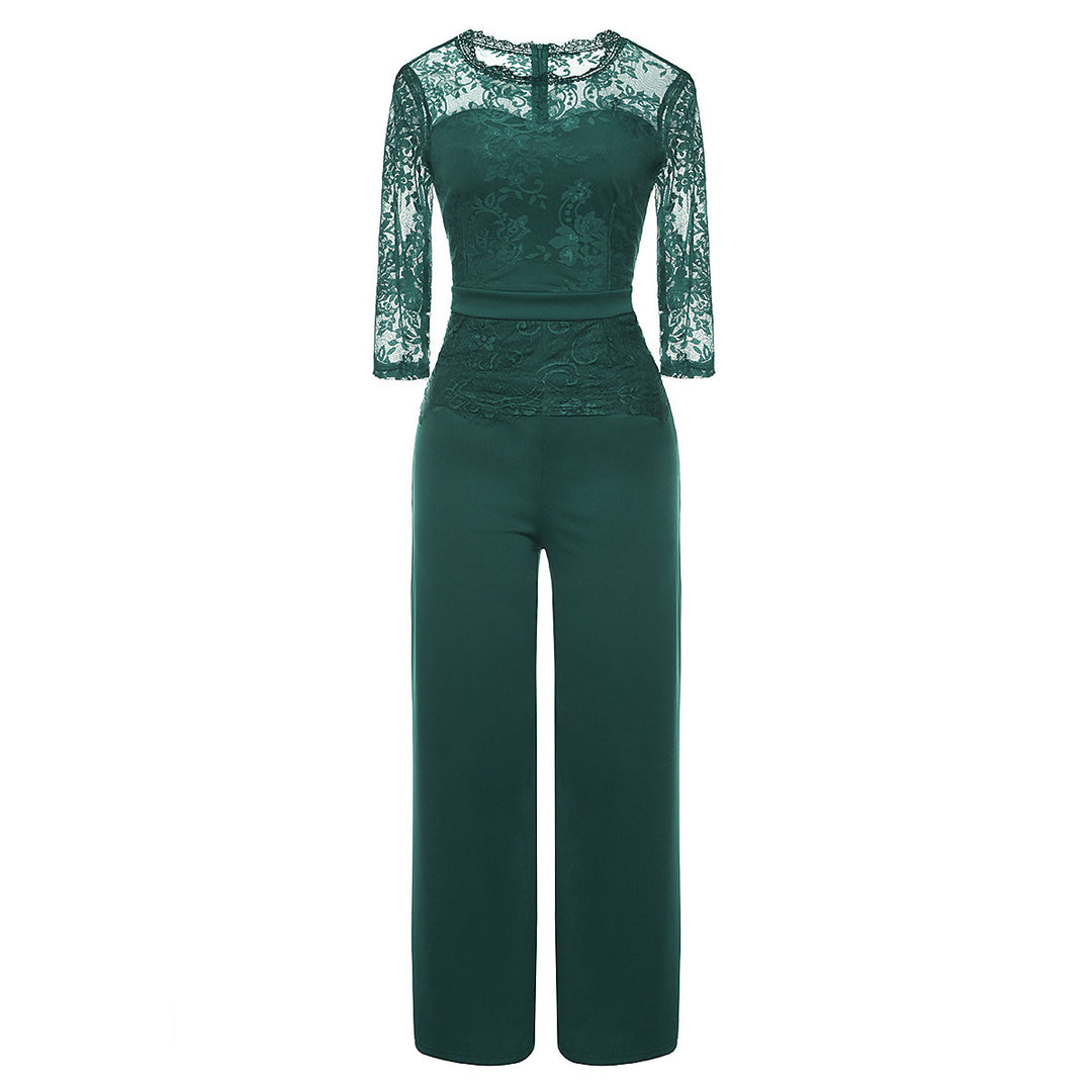 Dame Elegant Jumpsuit med spidstop og vid ben Stilla