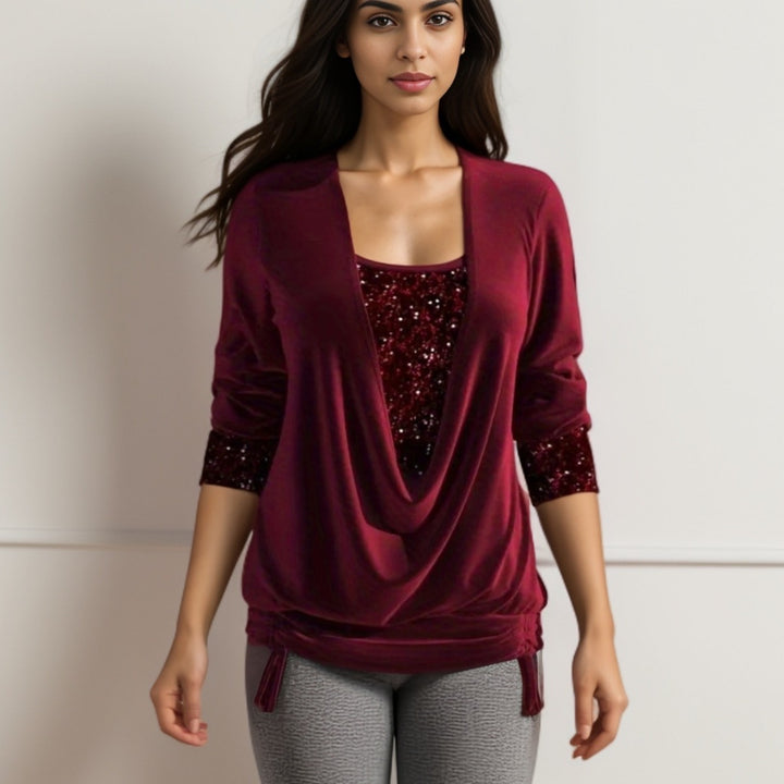 Damer elegant top med glitrende detaljer og afslappet snit Stilla