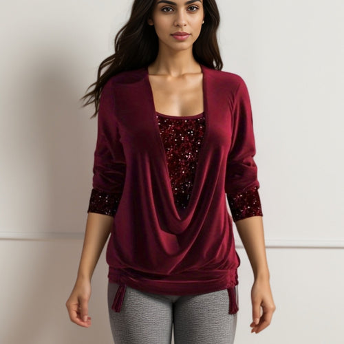 Damer elegant top med glitrende detaljer og afslappet snit Stilla