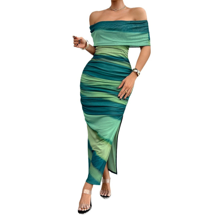 Dame Off-Shoulder Maxikjole med elastisk taljeindsats og elegante flæsedetaljer Stilla