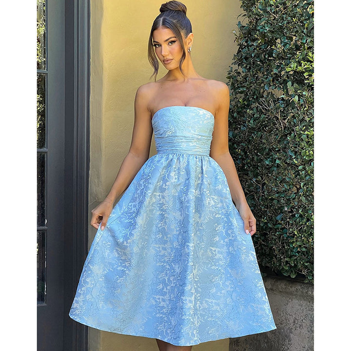 Dame off-shoulder A-line kjole med luksuriøst blomsterdesign Skovae