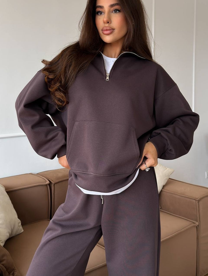 Kvinder Oversized Sweatshirt og bredskårne Bukser Sæt Skovae