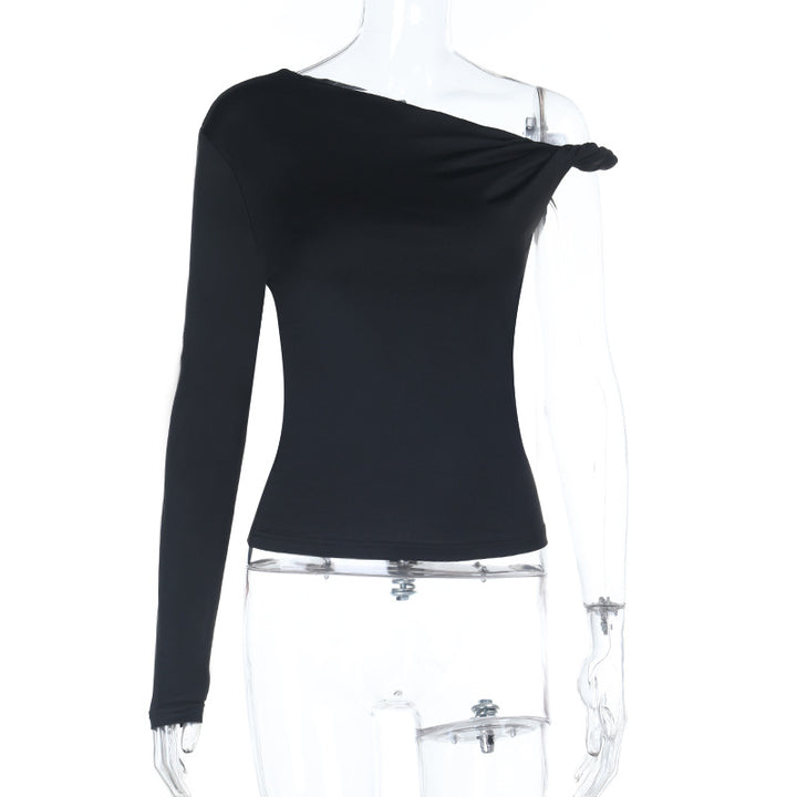 Dame asymmetrisk langærmet top med off-shoulder design Skovae