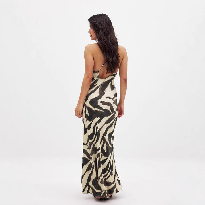 Dame Maxikjole med mode Animal-print og flydende snit Stilla