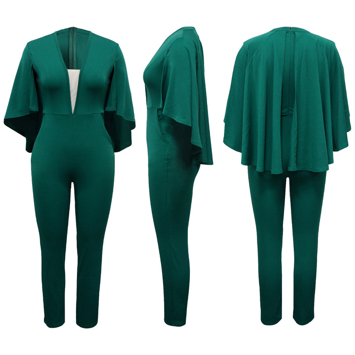 Dame Jumpsuit med elegant Cape-design og taljerende aksenter Stilla