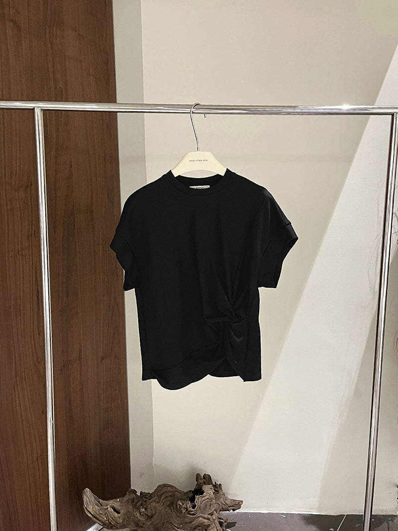 Dame loose T-shirt med knude-detalje og kvalitets jersey Stilla