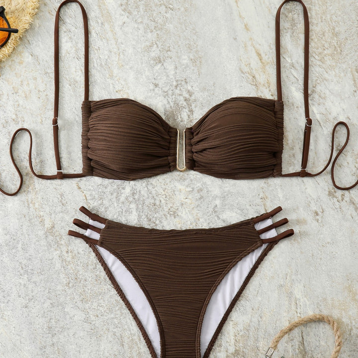 Dame Balkon-Bikini med raffineret flæsedesign og elegante stropper Skovae
