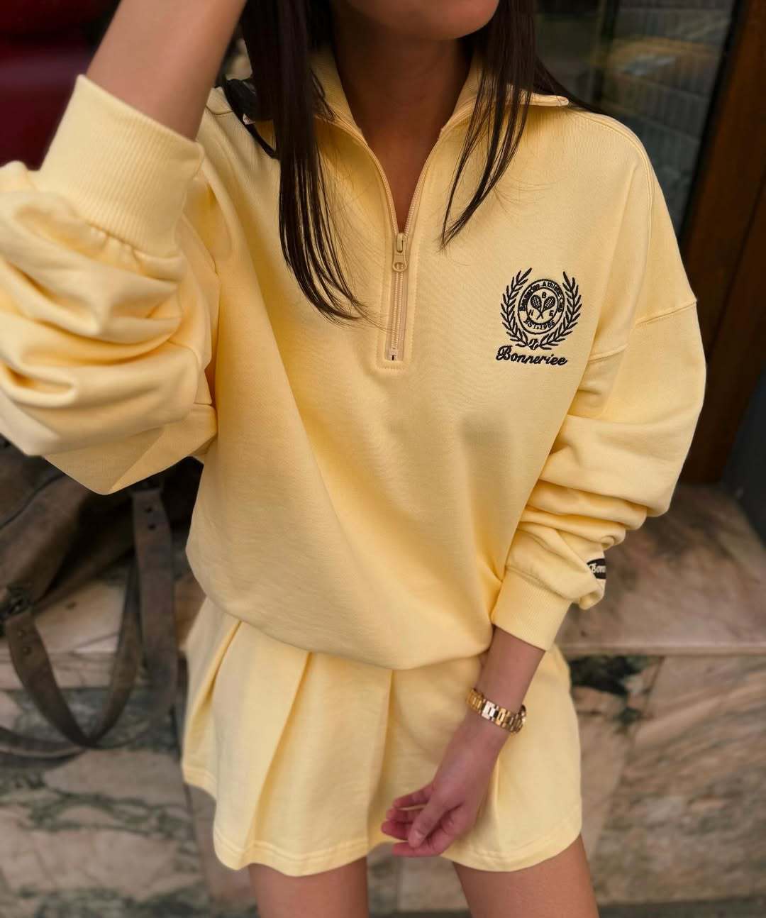 Dame sporty zip pullover med casual snit og broderi Stilla