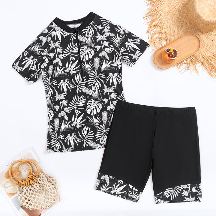 Dame Sporty todelt badesuit med moderne floral design Skovae