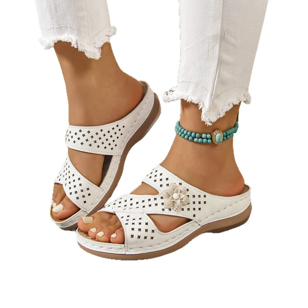 Damer Komfortable Sandaler med blomsterdekoration og ergonomisk fodseng Stilla