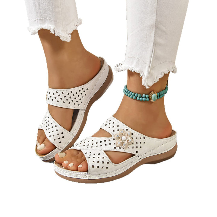 Damer Komfortable Sandaler med blomsterdekoration og ergonomisk fodseng Stilla