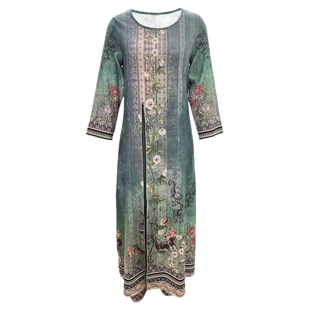 Dame elegant kort jakkesæt outfit med blomstret design og gennemsigtig jakke Stilla