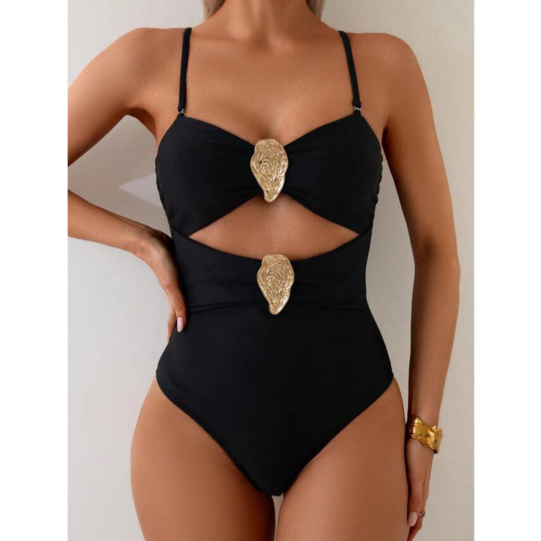 Dame en-dels badedragt med aftageligt smykkedetalje og raffineret cut-out Stilla
