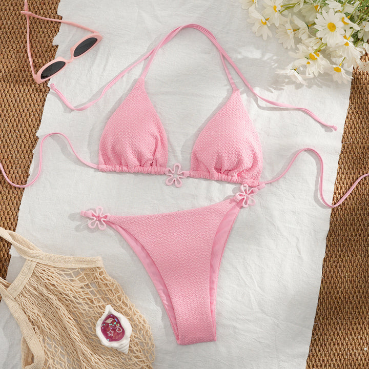 Dame Triangel-Bikini med blomsterdesign og justerbare stropper Skovae