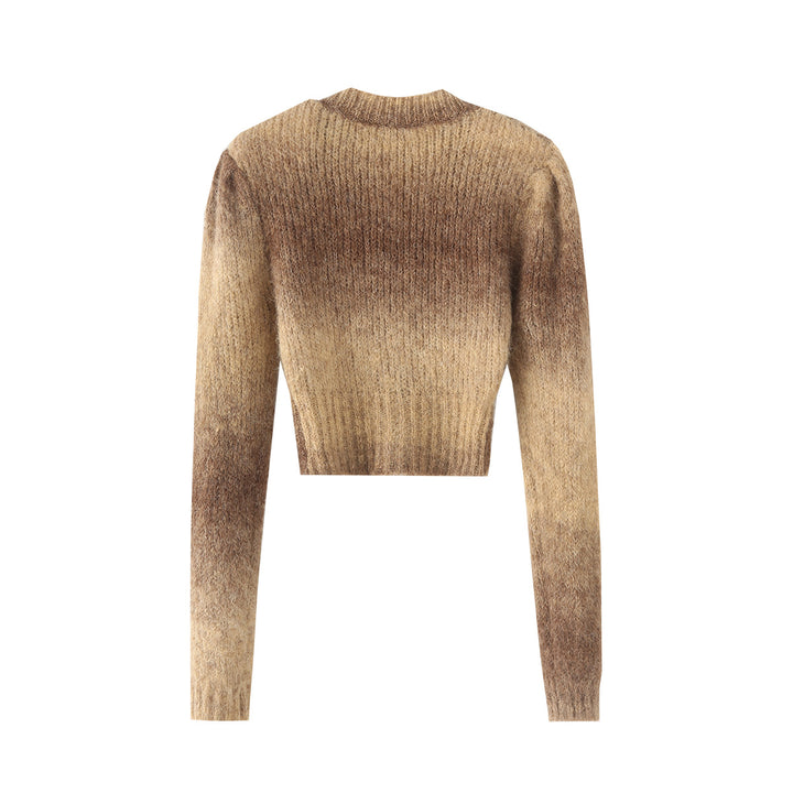 Dame kort sweater i moderne ombre design med dyb V-hals og lang arm Stilla