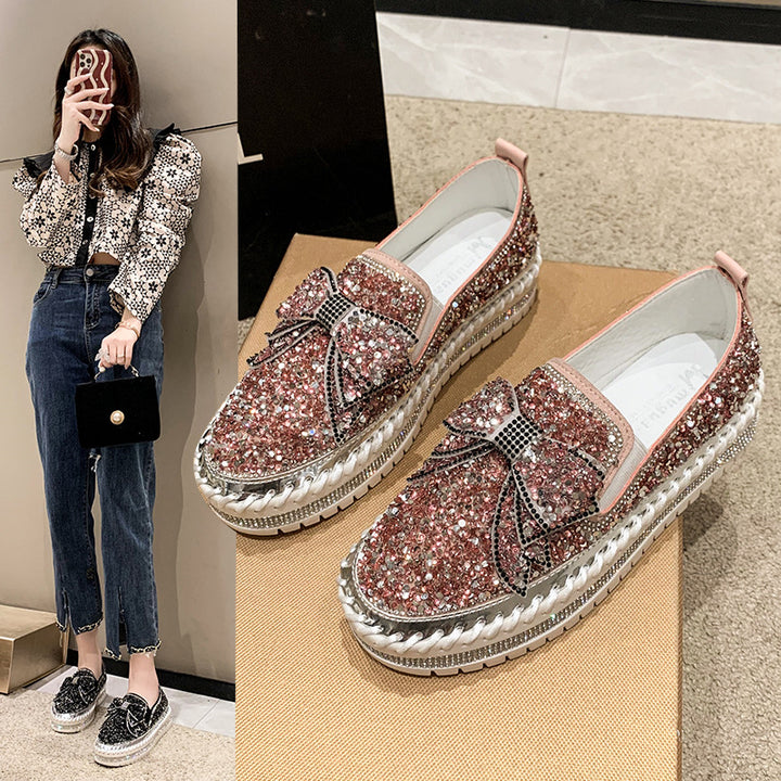 Dame mode Slippers med glitrende strass og elegant sløjfedesign Stilla