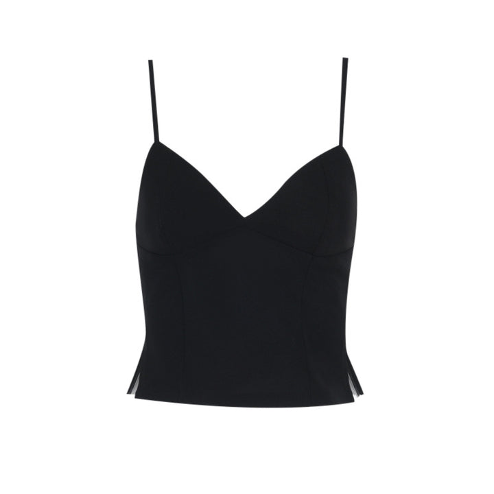 Dame figursyet Cami-top med dyb V-udskæring og elegante splitdetaljer Skovae