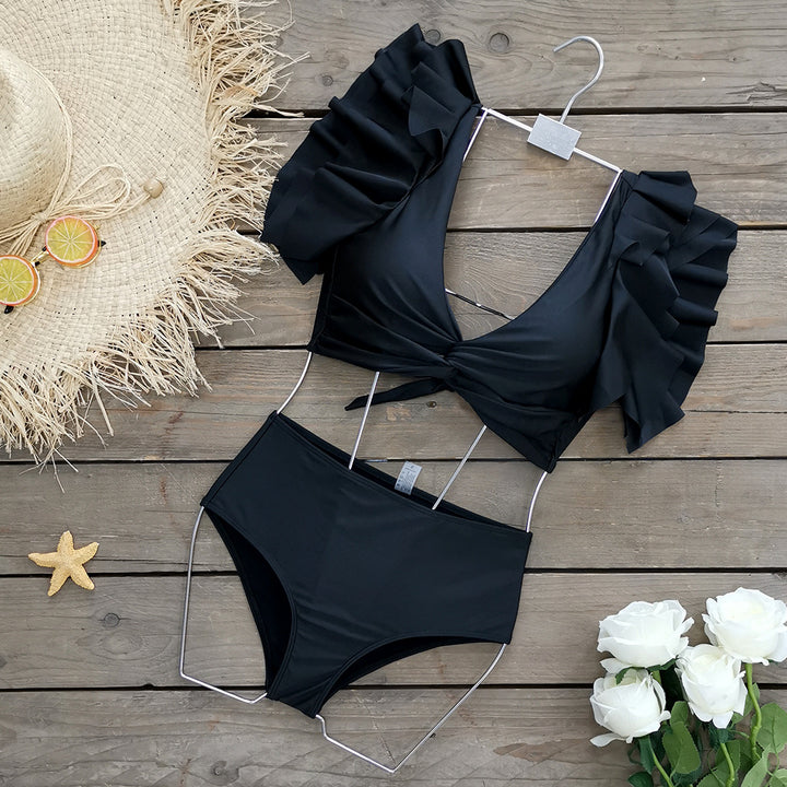 Dame bikini-sæt med legende ruffles detaljer og høj talje Stilla