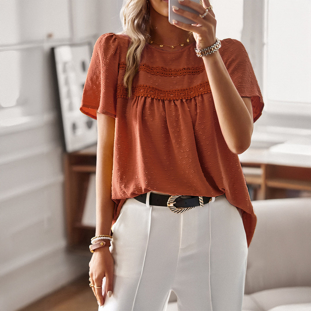 Dame let bluse med fin broderi Stilla